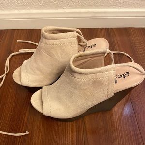 Ankle tie wedge heels